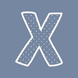 X vector alphabet letter with white polka dots on blue background