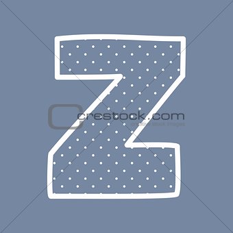 Z vector alphabet letter with white polka dots on blue background
