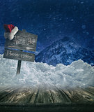 Christmas holiday background with sign post