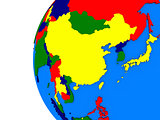 east Asia region on political globe