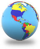 Western hemisphere on the globe