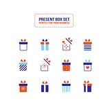 Present gift box icon set Christmas New Year Holiday concept