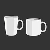 Set of two white cup for coffee or tea