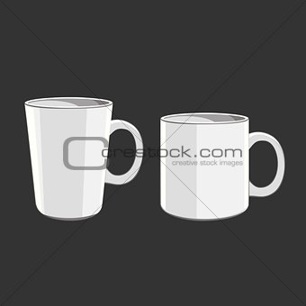 Set of two white cup for coffee or tea