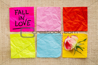 fall in love reminder on sticky notes