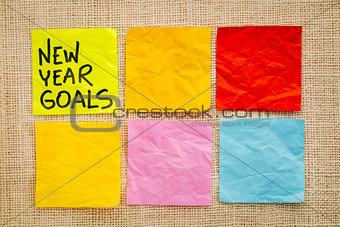 New Year goals on sticky notes