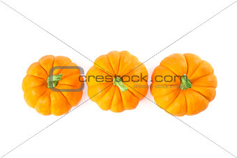 Decorative orange pumpkins, top view 