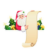 Santa Claus with scroll and gift
