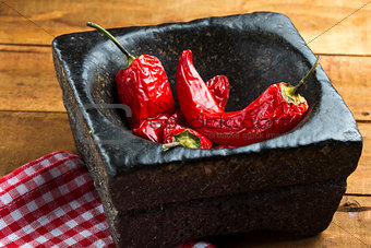 chili hot red dried pepper close up