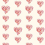 Vector seamless pattern with hand drawn red hearts