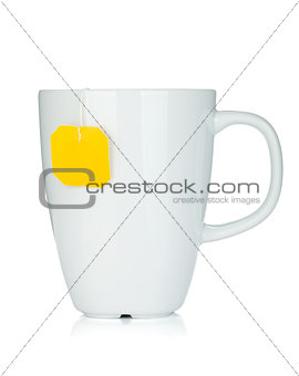 White tea cup with teabag