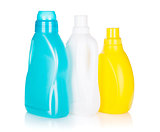 Three plastic bottles of cleaning product