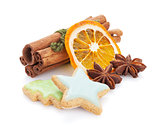 Christmas gingerbread cookies and spices