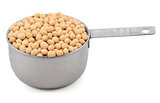 Soybeans, or soya beans, in a measuring cup