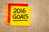 2016 New Year goals on sticky note