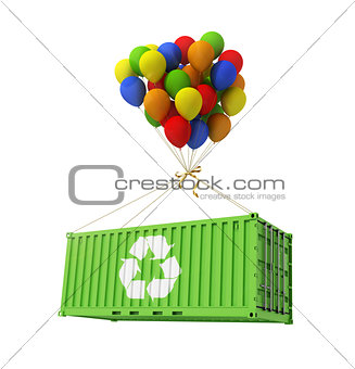 The concept of ecological transportation. Balloons are a freight