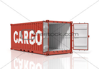 Open shipping container. Cargo.