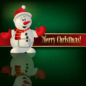 Abstract Christmas background with snowman