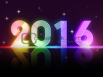 year 2016 in colored neon shining figures
