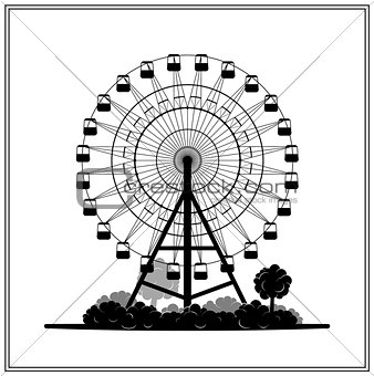 Silhouette of a ferris wheel in the park