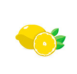 Vector illustration. Fresh lemons with leaves.