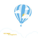 Hot air balloon and fair weather vector illustration. Motivation card