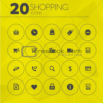 Simple thin shopping icons collection