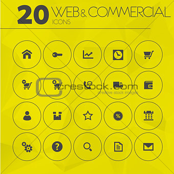 Simple thin web and commercial icons collection