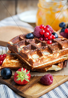 Belgian waffles with fresh berries 