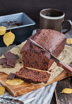 Homemade chocolate banana loaf cake