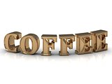 COFFEE- inscription of bright gold letters on white 