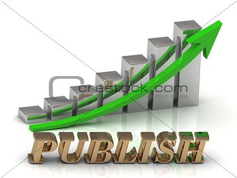 PUBLISH- inscription of gold letters and Graphic growth 
