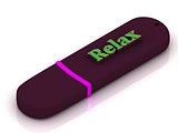 relax - inscription bright volume letter on USB