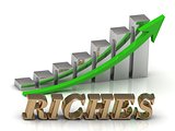 RICHES- inscription of gold letters and Graphic growth 