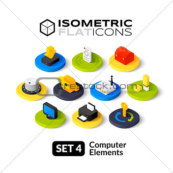 Isometric flat icons set 4