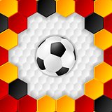 Bright soccer background with ball. German colors
