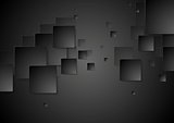 Dark black geometric squares tech background
