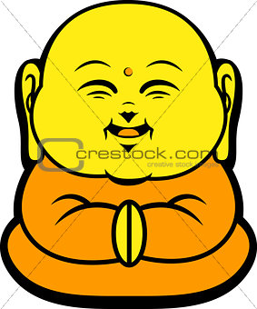 Cartoon Character Happy Buddhist Smile