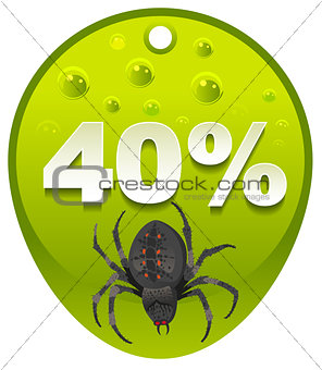 Halloween discount coupon 40 percent. Halloween spider label sale