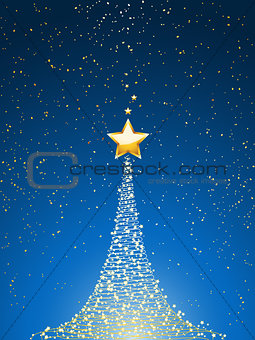 Christmas tree over blue portrait