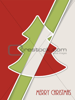 Simplistic christmas greeting with white line tree and shadow