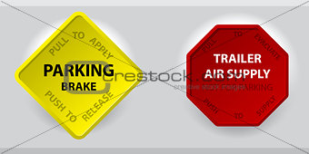 Truck parking brake knob and trailer air supply knob