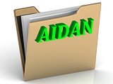 AIDAN- Name and Family bright letters on gold folder