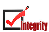 Check mark with integrity word