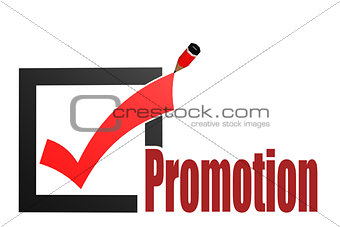 Check mark with promotion word