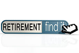 Retirement word on the blue find it banner
