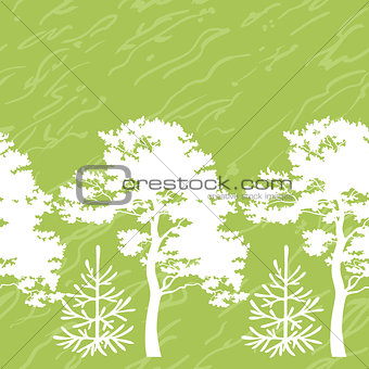 Seamless trees silhouettes and abstract pattern