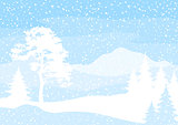 Christmas background, trees and snow