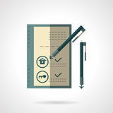 Sale house document flat vector icon