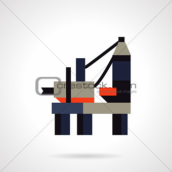 Offshore oil rig flat vector icon